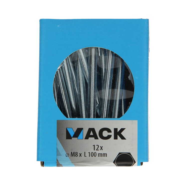 Mack 1020210 – Holzschraube + Mutter verzinkt 12 stm8 x 100 mm | 5 Stück
