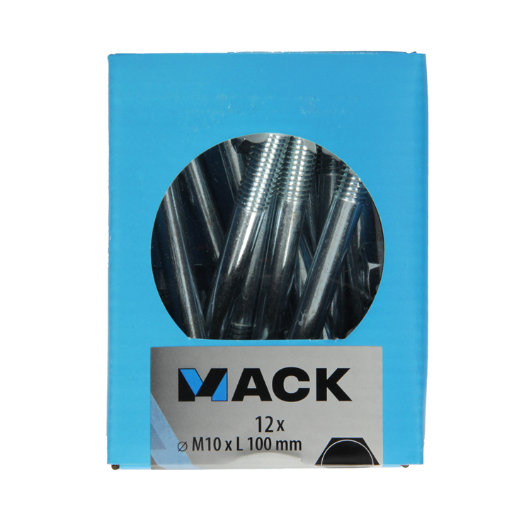 Mack 1020211 – Holzschraube + Mutter verzinkt 12 stm10 x 100 mm | 5 Stück