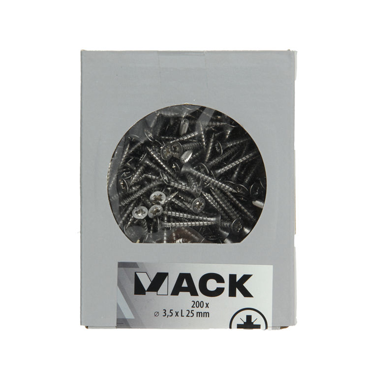 Mack 1020227 – Spanplattenschraube VZ-Kopf Edelstahl A2 200 Stück 3,5 x 25 mm | 2 Stk