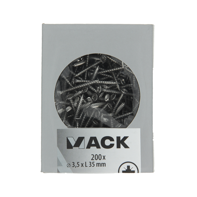 Mack 1020229 – Spanplattenschraube VZ-Kopf Edelstahl A2 200 Stück 3,5 x 35 mm | 2 Stk