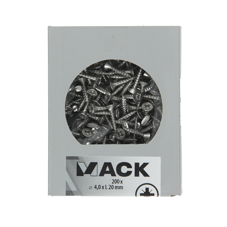 Mack 1020231 – Spanplattenschraube VZ-Kopf Edelstahl A2 200 Stück 4,0 x 20 mm | 2 Stk
