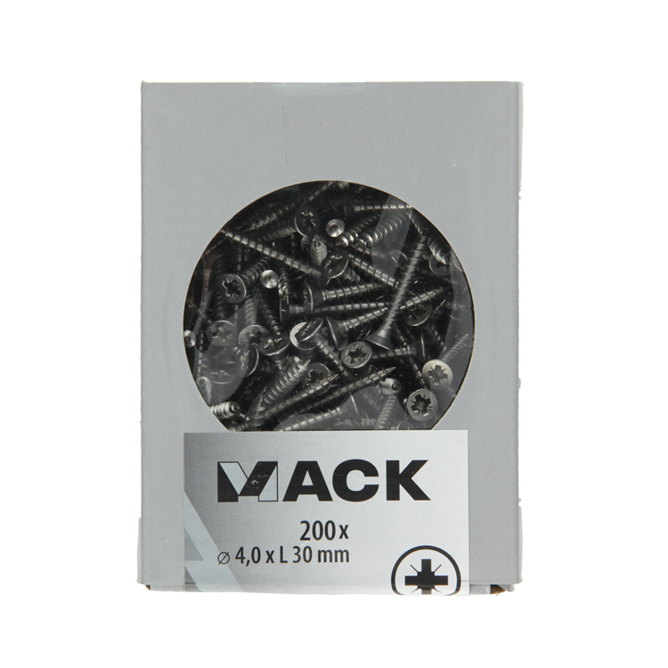 Mack 1020233 – Spanplattenschraube VZ-Kopf Edelstahl A2 200 Stück 4,0 x 30 mm | 2 Stk