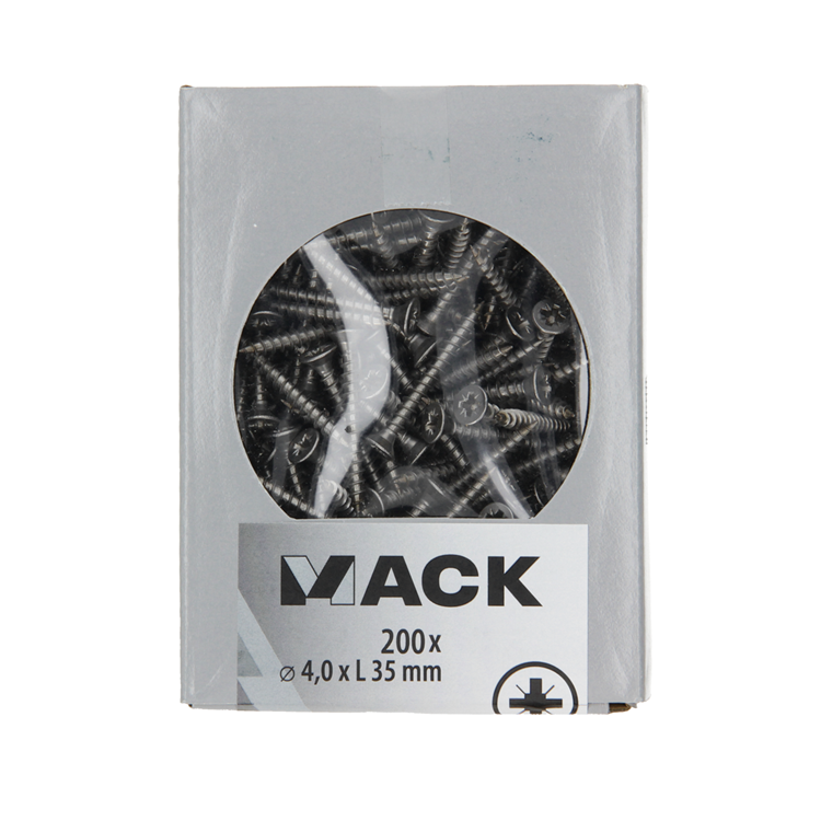 Mack 1020234 – Spanplattenschraube VZ-Kopf Edelstahl A2 200 Stück 4,0 x 35 mm | 2 Stk