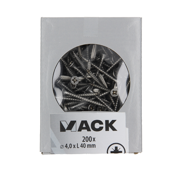 Mack 1020235 – Spanplattenschraube VZ-Kopf Edelstahl A2 200 Stück 4,0 x 40 mm | 2 Stk