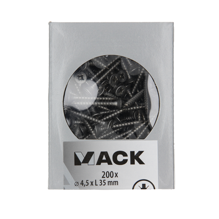 Mack 1020239 – Spanplattenschraube VZ-Kopf Edelstahl A2 200 Stück 4,5 x 35 mm | 2 Stk