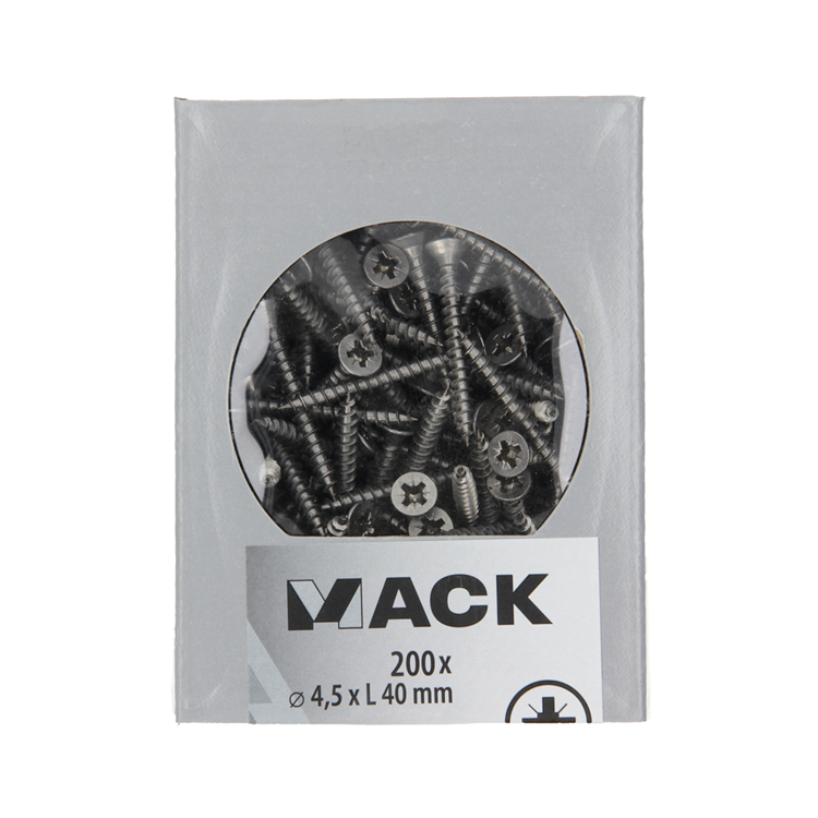 Mack 1020240 – Spanplattenschraube VZ-Kopf Edelstahl A2 200 Stück 4,5 x 40 mm | 2 Stk