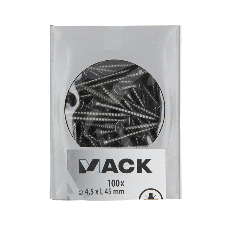Mack 1020241 – Spanplattenschraube VZ-Kopf Edelstahl A2 100 Stück 4,5 x 45 mm | 2 Stk