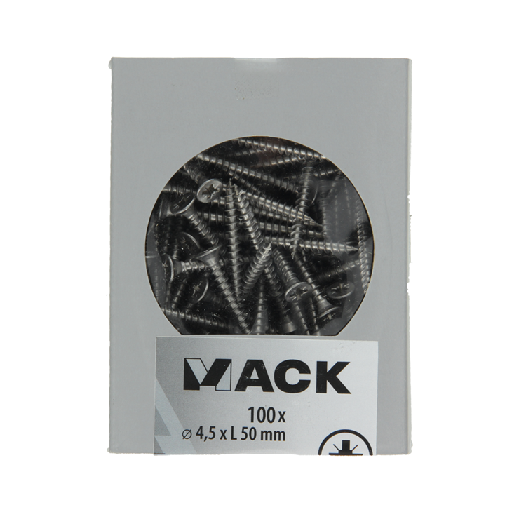 Mack 1020242 – Spanplattenschraube VZ-Kopf Edelstahl A2 100 Stück 4,5 x 50 mm | 2 Stk