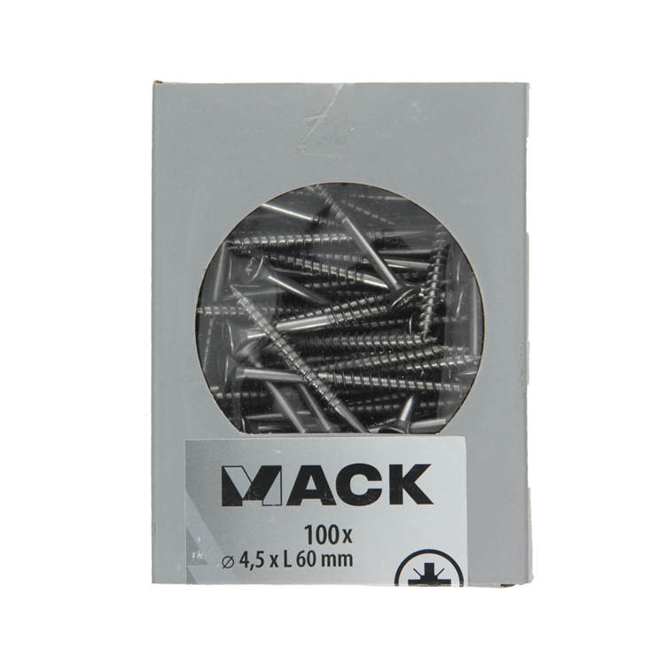 Mack 1020243 – Spanplattenschraube VZ-Kopf Edelstahl A2 100 Stück 4,5 x 60 mm | 2 Stk