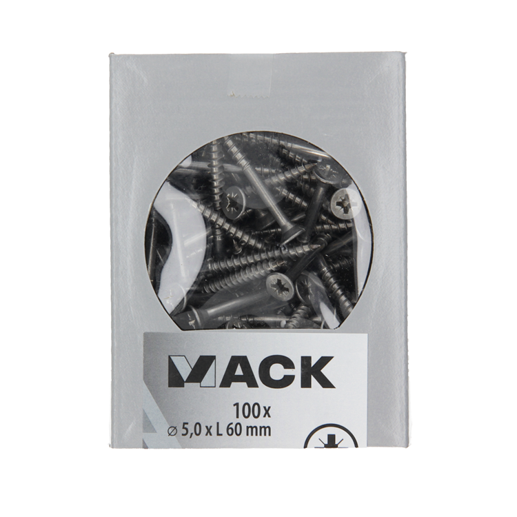 Mack 1020246 – Spanplattenschraube VZ-Kopf Edelstahl A2 100 Stück 5,0 x 60 mm | 2 Stk