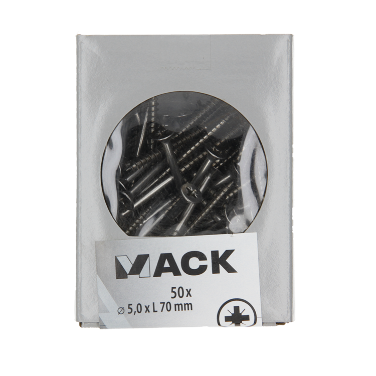 Mack 1020247 - Spanplattenschraube VZ-Kopf Edelstahl A2 50 Stück 5,0 x 70 mm | 2 Stk