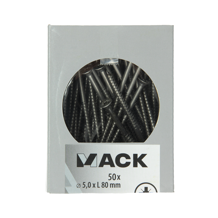 Mack 1020248 - Spanplattenschraube VZ-Kopf Edelstahl A2 50 Stück 5,0 x 80 mm | 2 Stk
