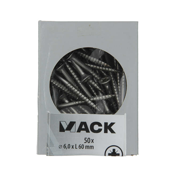 Mack 1020250 - Spanplattenschraube mit Kopf Edelstahl A2 50 Stück 6,0 x 60 mm | 2 Stk