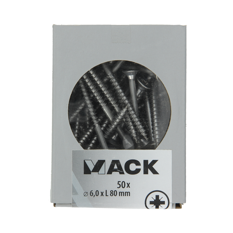 Mack 1020251 – Spanplattenschraube VZ-Kopf Edelstahl A2 50 Stück 6,0 x 80 mm | 2 Stk
