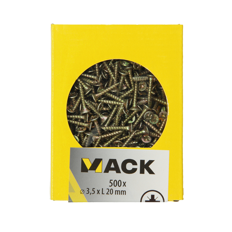 Mack 1020253 – Spanplattenschraube VZ-Kopf GVZ 500 Stück 3,5 x 20 mm | 5 Stück
