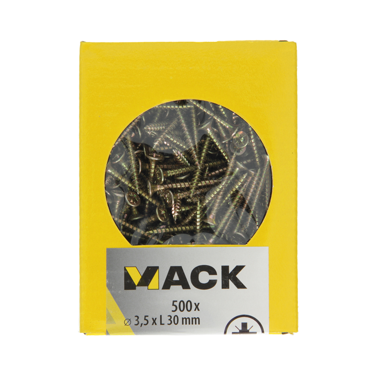 Mack 1020255 – Spanplattenschraube VZ-Kopf GVZ 500 Stück 3,5 x 30 mm | 5 Stück
