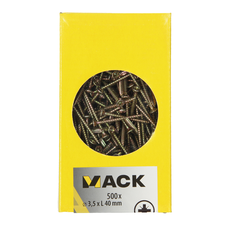 Mack 1020257 – Spanplattenschraube VZ-Kopf GVZ 500 Stück 3,5 x 40 mm | 2 Stk