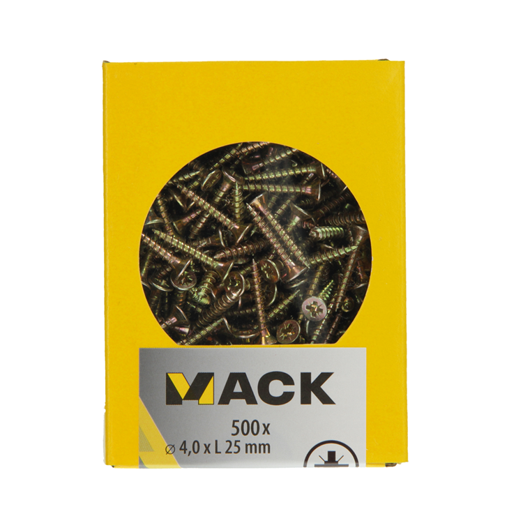 Mack 1020259 – Spanplattenschraube VZ-Kopf GVZ 500 Stück 4,0 x 25 mm | 5 Stück