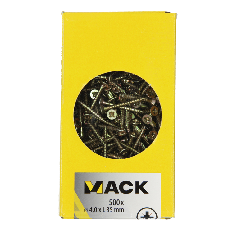Mack 1020261 – Spanplattenschraube VZ-Kopf GVZ 500 Stück 4,0 x 35 mm | 2 Stk