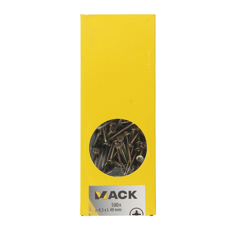 Mack 1020265 – Spanplattenschraube VZ-Kopf GVZ 500 Stück 4,5 x 40 mm | 1 Stk