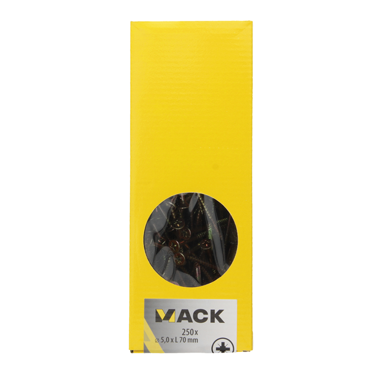 Mack 1020270 – Spanplattenschraube VZ-Kopf GVZ 250 Stück 5,0 x 70 mm | 2 Stk