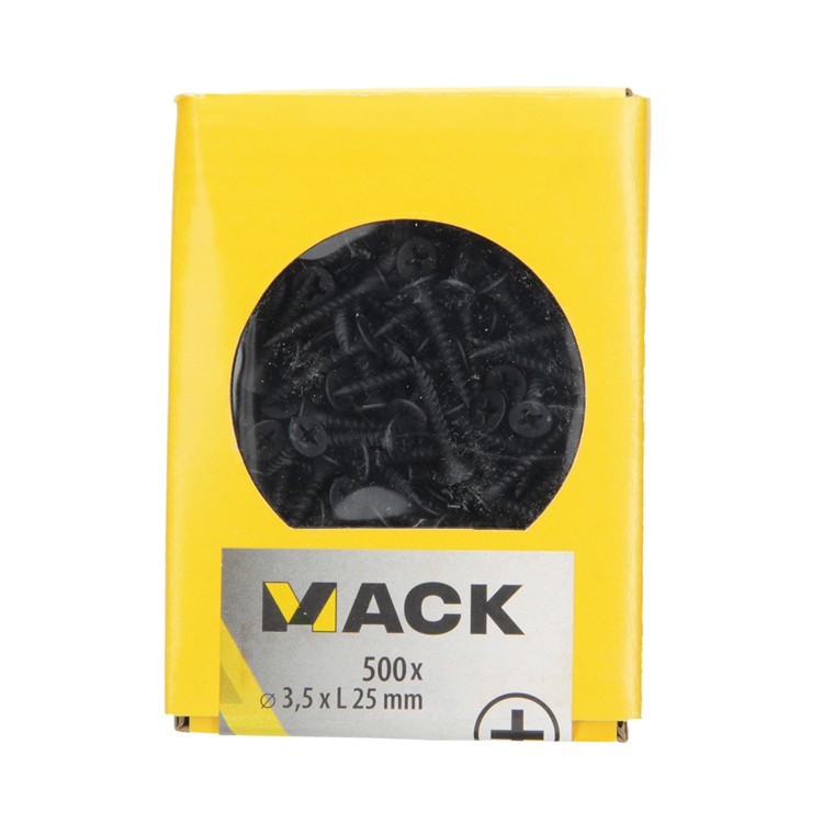 Mack 1020274 – Gipskartonschraube schwarz phosphatiert. 500 Stück 3,5 x 25 mm | 5 Stück