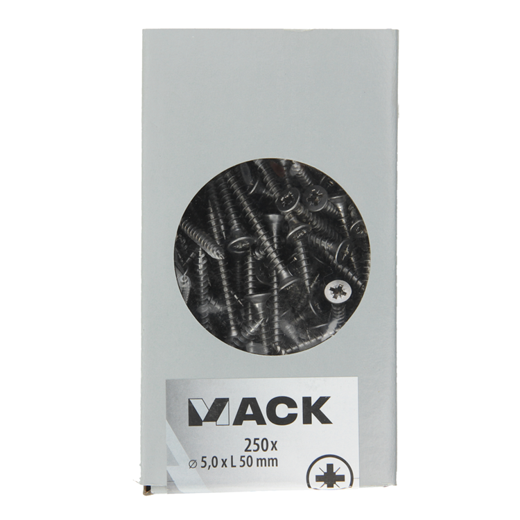 Mack 1020280 – Spanplattenschraube VZ-Kopf Edelstahl A2 250 Stück 5,0 x 50 mm | 2 Stk