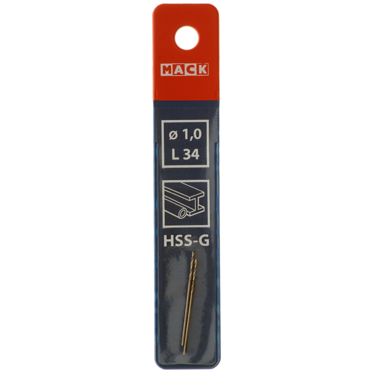 Mack 1018396 – Metallbohrer HSS G DIN 338 ø 1,0 x 34 mm 2 Stück | 5 Stück