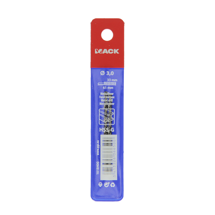 Mack 1018400 - Metallbohrer HSS G DIN 338 ø 3,0 x 61 mm 2 Stück | 5 Stück
