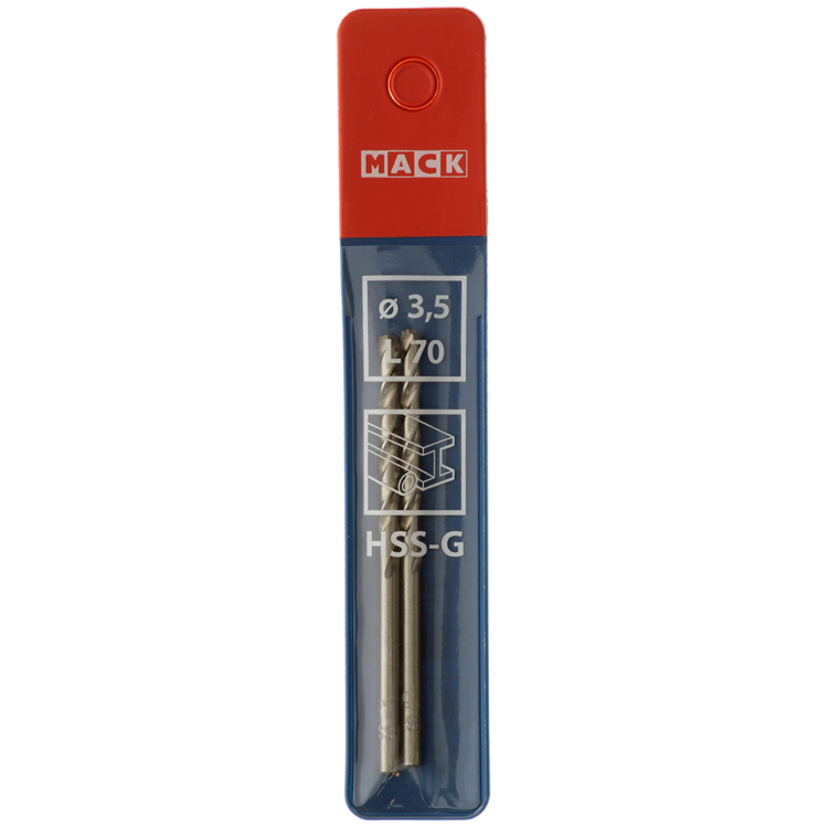 Mack 1018402 - Metallbohrer HSS G DIN 338 ø 3,5 x 70 mm 2 Stück | 5 Stück