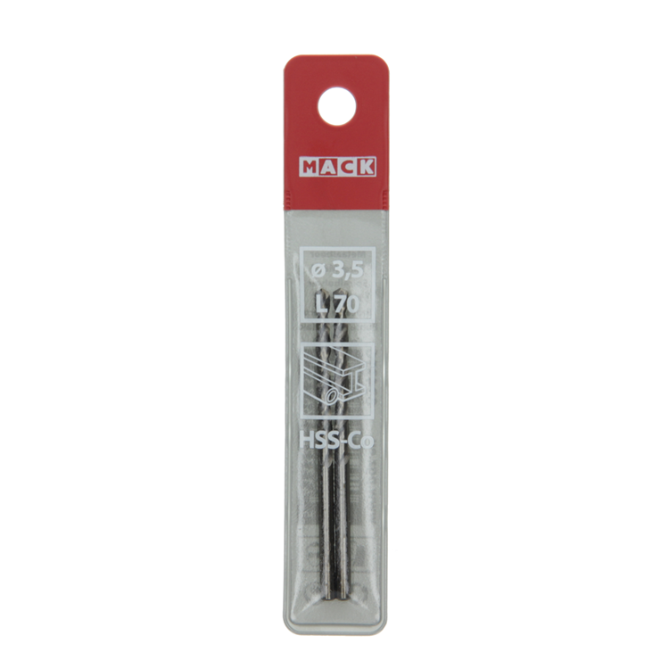 Mack 1018423 - Metallbohrer HSS CO5% DIN 338 ø 3,5 x 70 mm 2 Stück | 5 Stück
