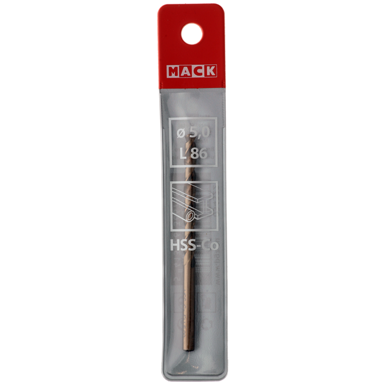 Mack 1018426 – Metallbohrer HSS CO5 % DIN 338 ø 5,0 x 86 mm | 5 Stück