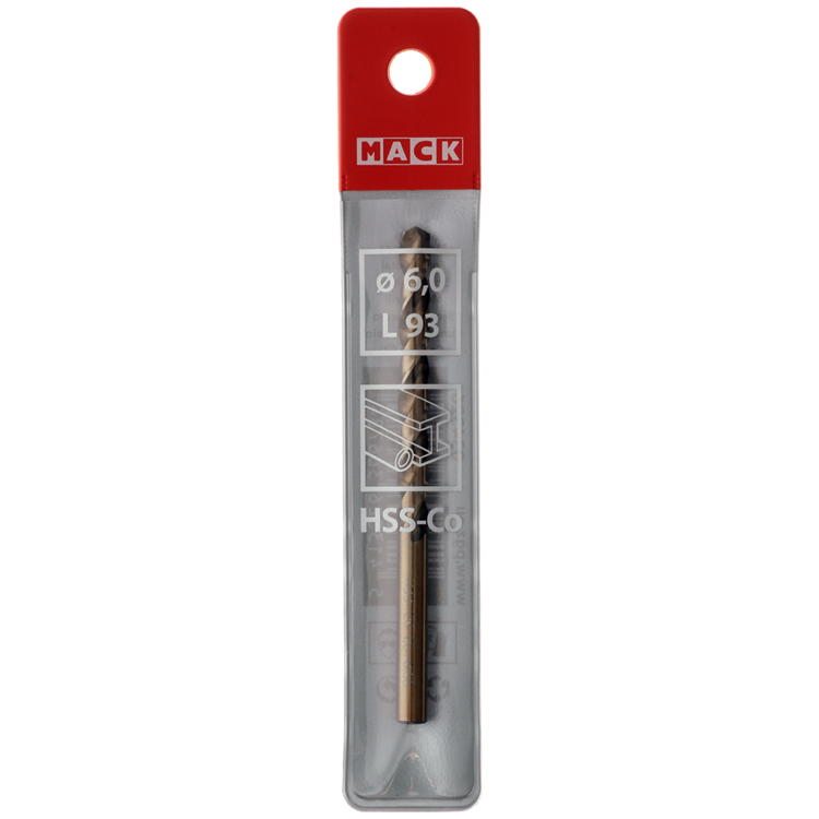 Mack 1018428 – Metallbohrer HSS CO5 % DIN 338 ø 6,0 x 93 mm | 5 Stück