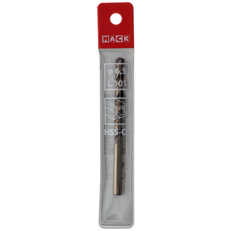 Mack 1018429 – Metallbohrer HSS CO5 % DIN 338 ø 6,5 x 101 mm | 5 Stück