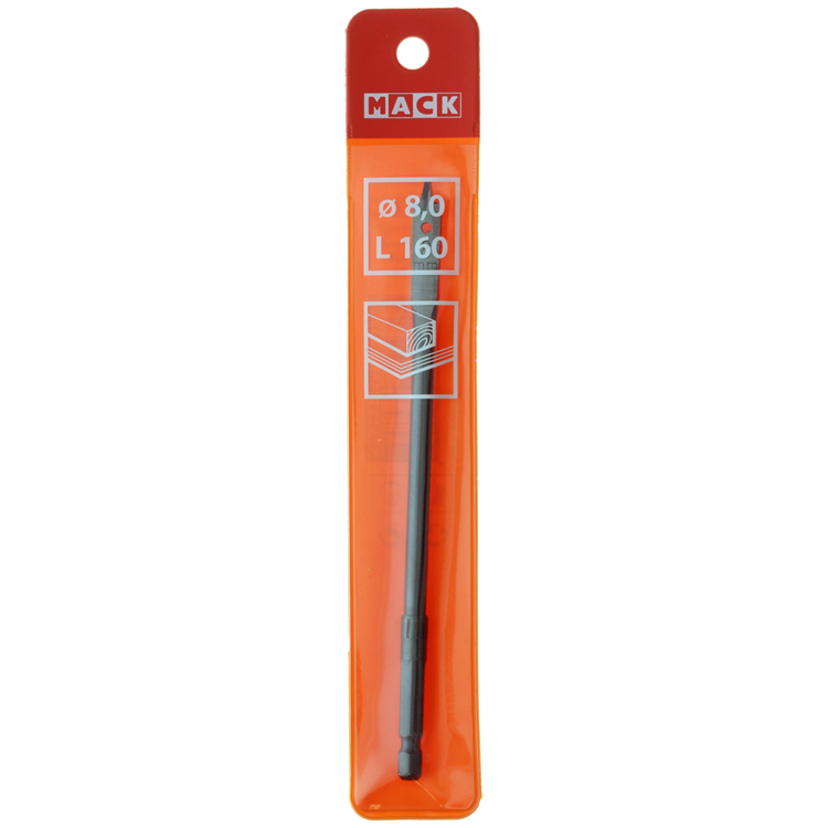 Mack 1018513 - Flachholzbohrer DIN 7487 ø 8,0 x 160 mm | 5 Stück