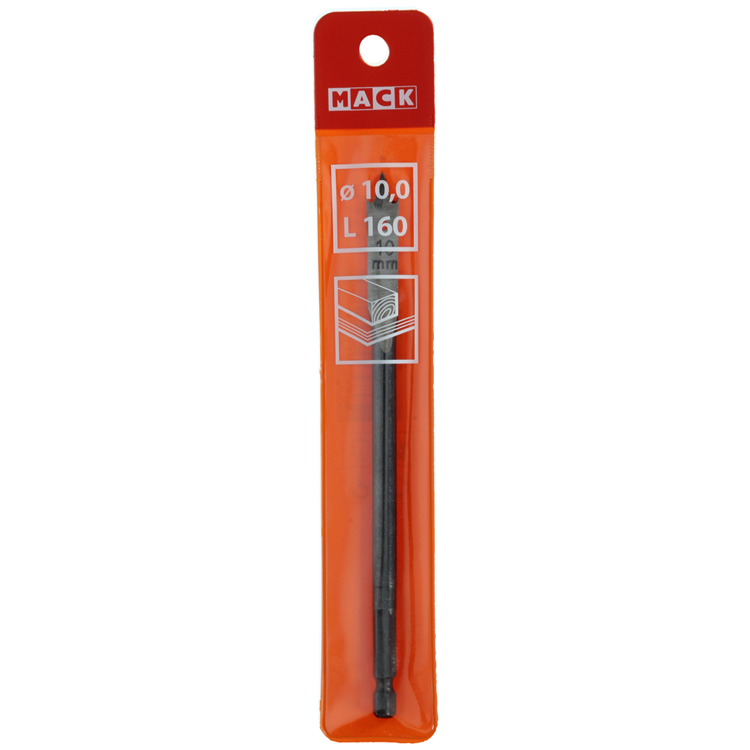 Mack 1018514 - Flachholzbohrer DIN 7487 ø 10,0 x 160 mm | 5 Stück