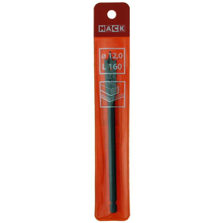 Mack 1018515 - Flachholzbohrer DIN 7487 ø 12,0 x 160 mm | 5 Stück