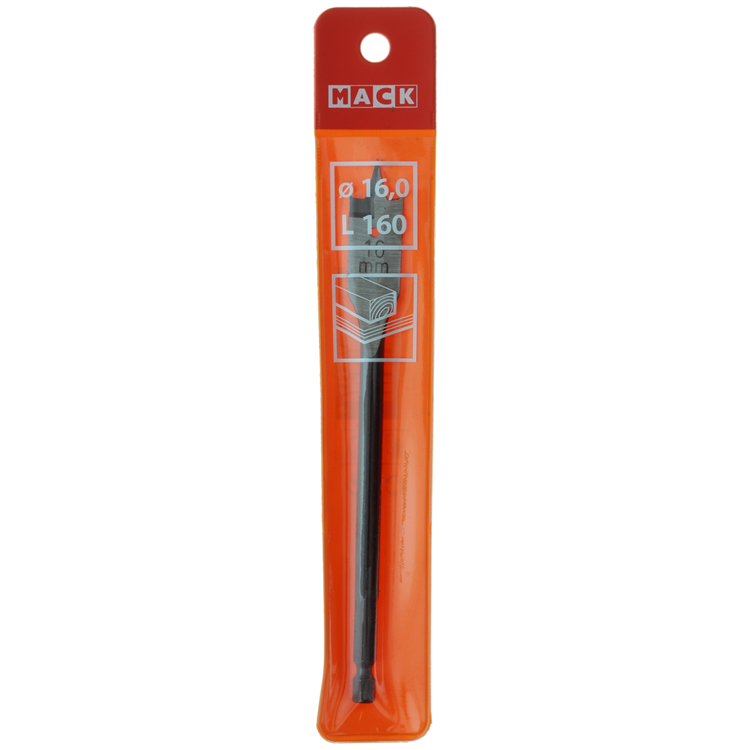 Mack 1018517 - Flachholzbohrer DIN 7487 ø 16,0 x 160 mm | 5 Stück