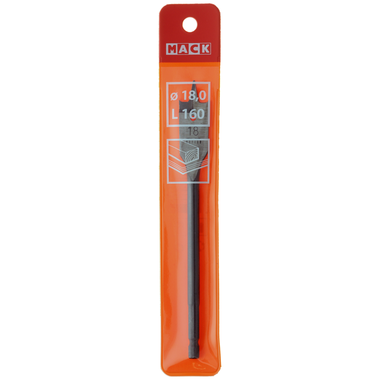 Mack 1018518 - Flachholzbohrer DIN 7487 ø 18,0 x 160 mm | 5 Stück