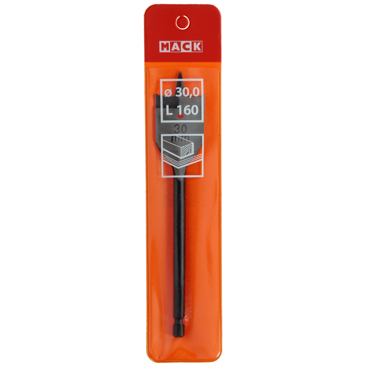 Mack 1018522 - Flachholzbohrer DIN 7487 ø 30,0 x 160 mm | 5 Stück