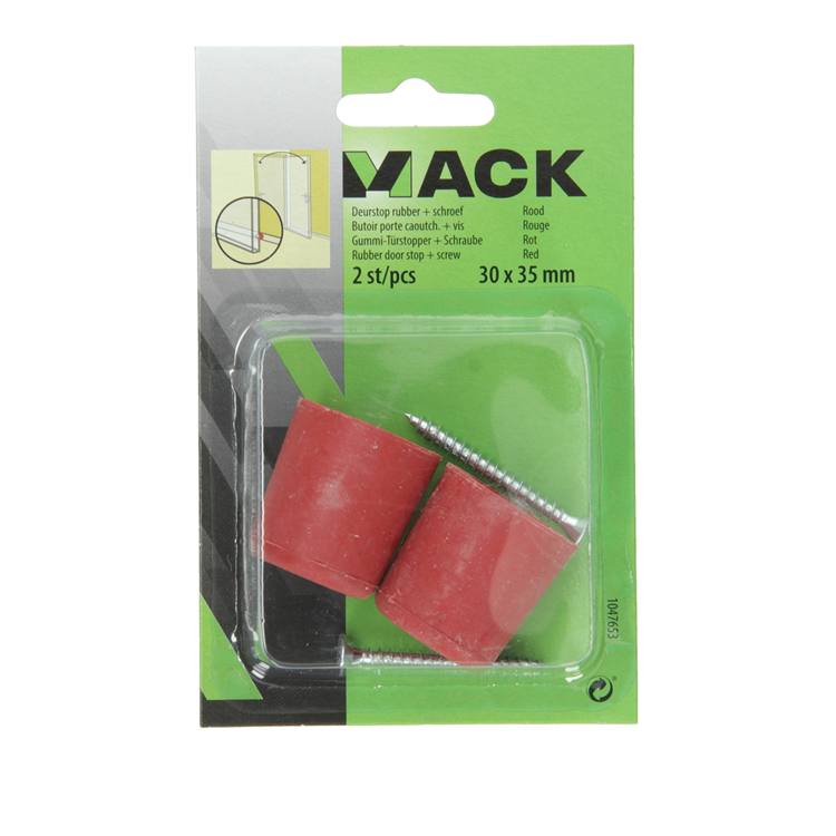 Mack 1047653 - Türstoppergummi + Schraube rot 30 x 35 mm 2 Stück | 6 Stück