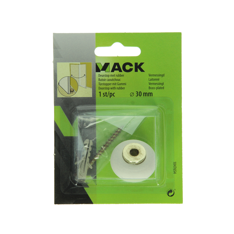 Mack 1047654 - Türstopper mit Gummi vermessingt ø 30 mm 1 St. St. | 6 Stück