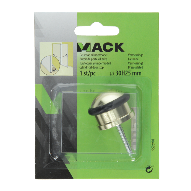 Mack 1047656 - Türstoppzylinder Modell vermessingt ø 30h25 mm 1 Stk. | 6 Stück