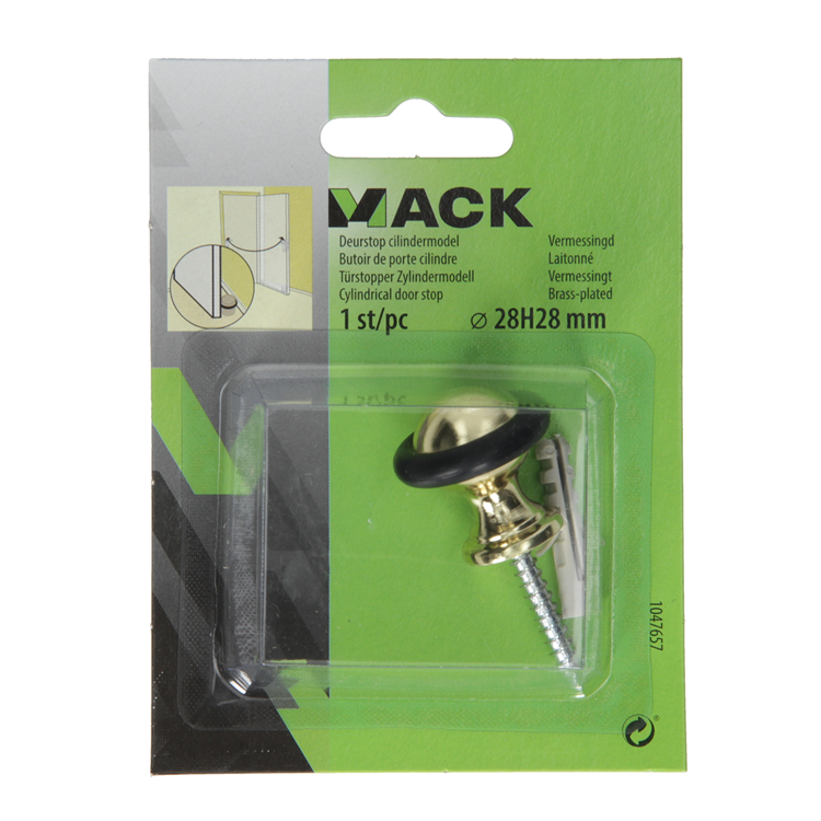 Mack 1047657 - Türstoppzylinder Modell vermessingt ø 28h28 mm 1 Stk. | 6 Stück