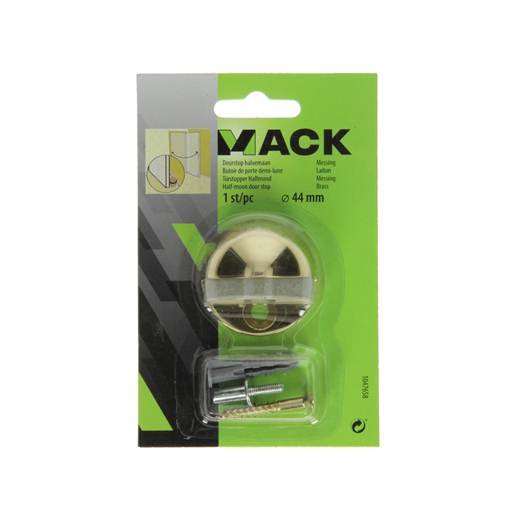 Mack 1047658 - Türstopper Halbmond Messing ø 44 mm 1 St. St. | 6 Stück