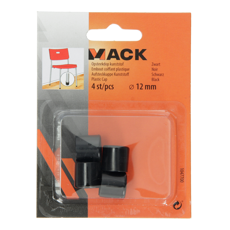 Mack 1047700 - Kunststoffstopfen schwarz ø 12 mm 4 Stück | 6 Stück