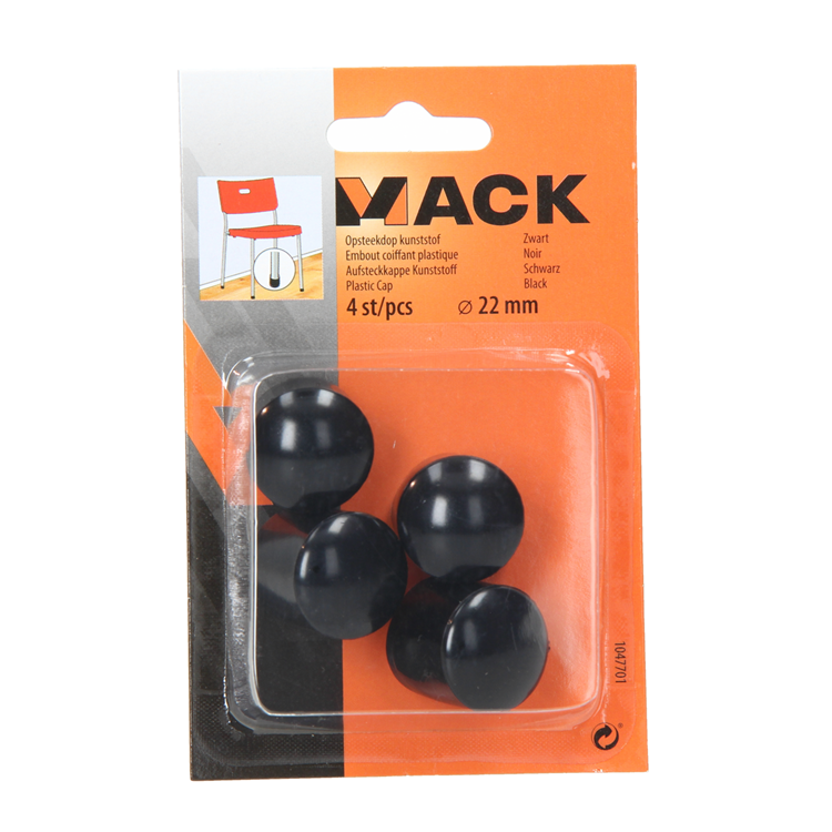 Mack 1047701 - Kunststoffstopfen schwarz ø 22 mm 4 Stück | 6 Stück