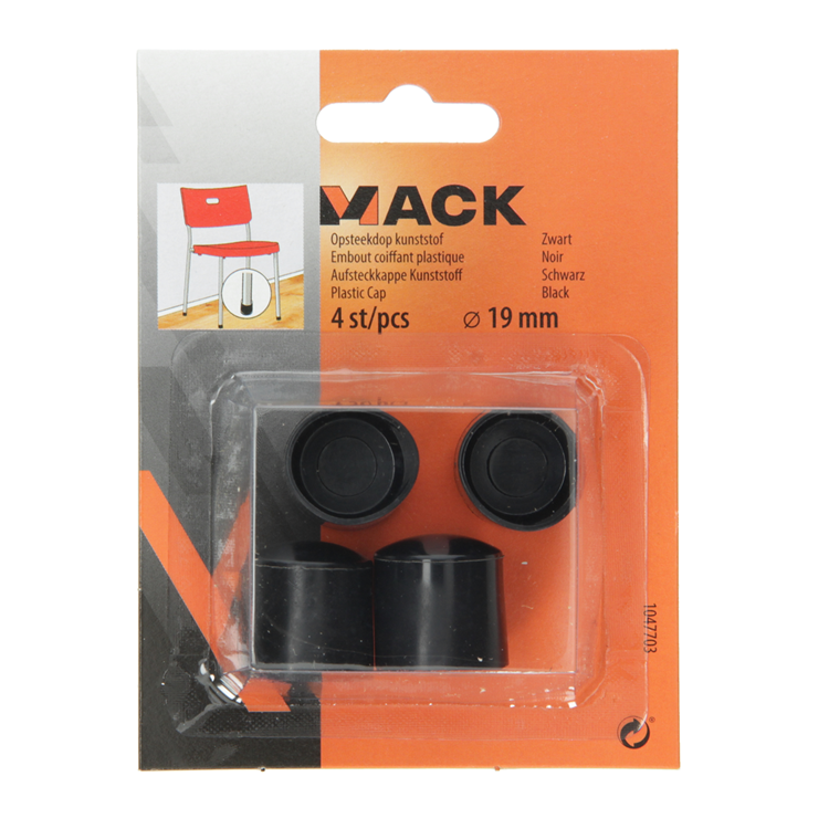 Mack 1047703 - opsteekdop kunststof schwarz ø 19 mm 4 St. | 6 Stück