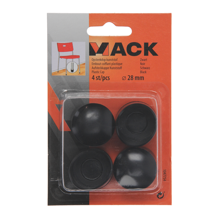 Mack 1047754 - Kunststoffstopfen schwarz ø 28 mm 4 Stück | 6 Stück