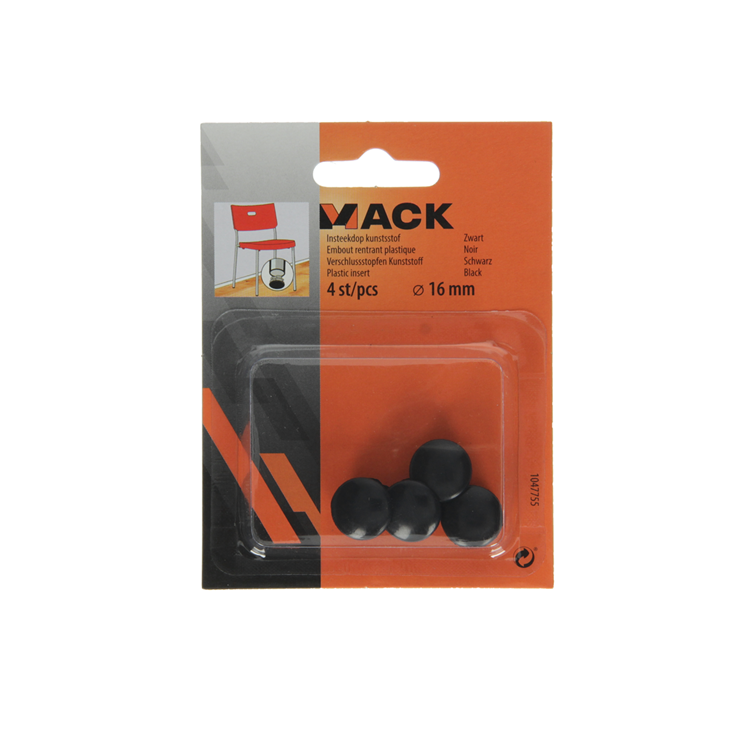 Mack 1047755 - Kunststoffstopfen schwarz ø 16 mm 4 Stück | 6 Stück
